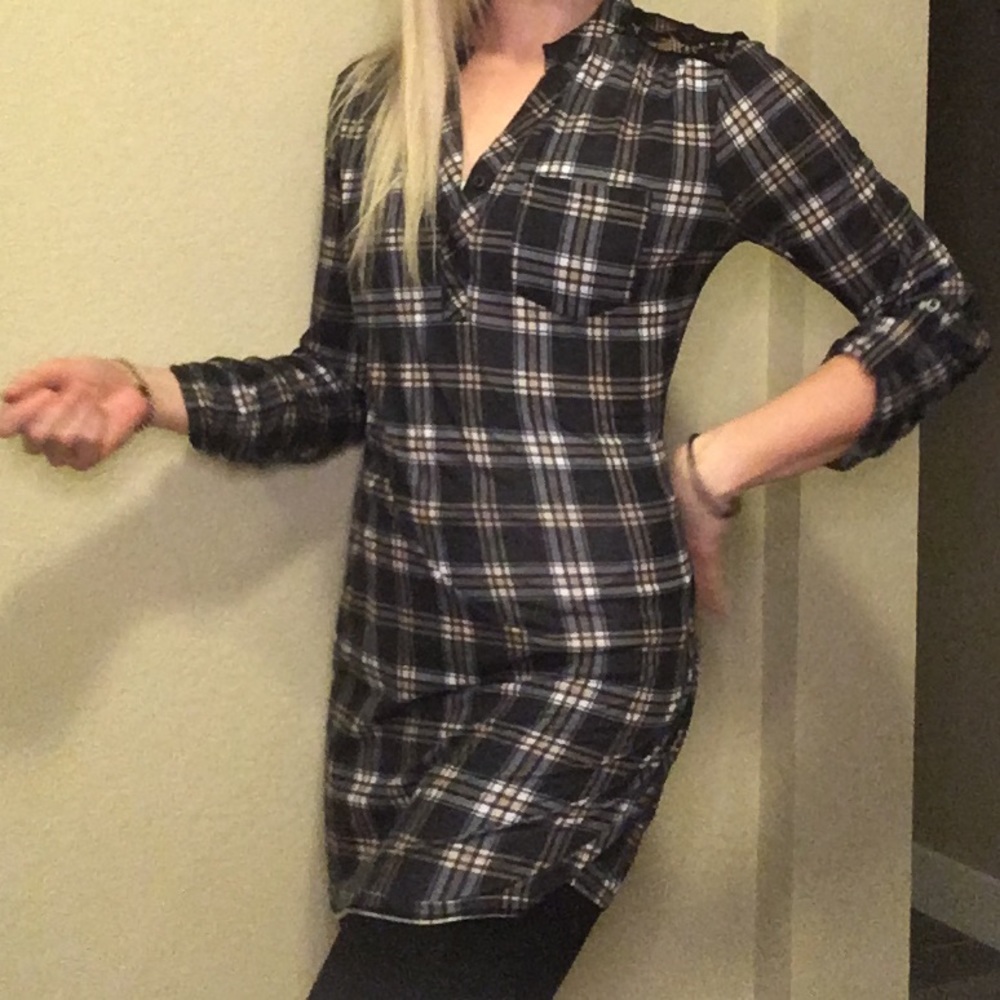 Knee length lace back dress